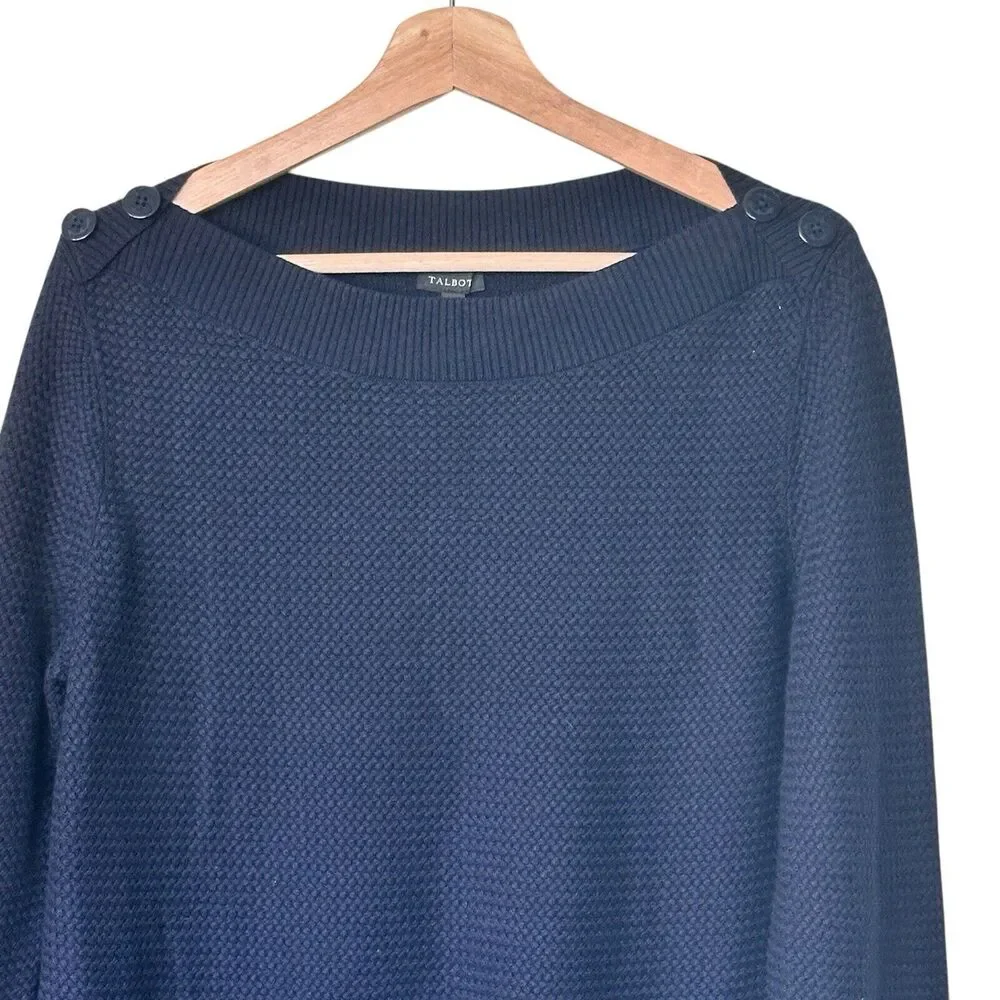 NWT Talbots Sweater Large Basket Weaver Knit Boat  cotton blend